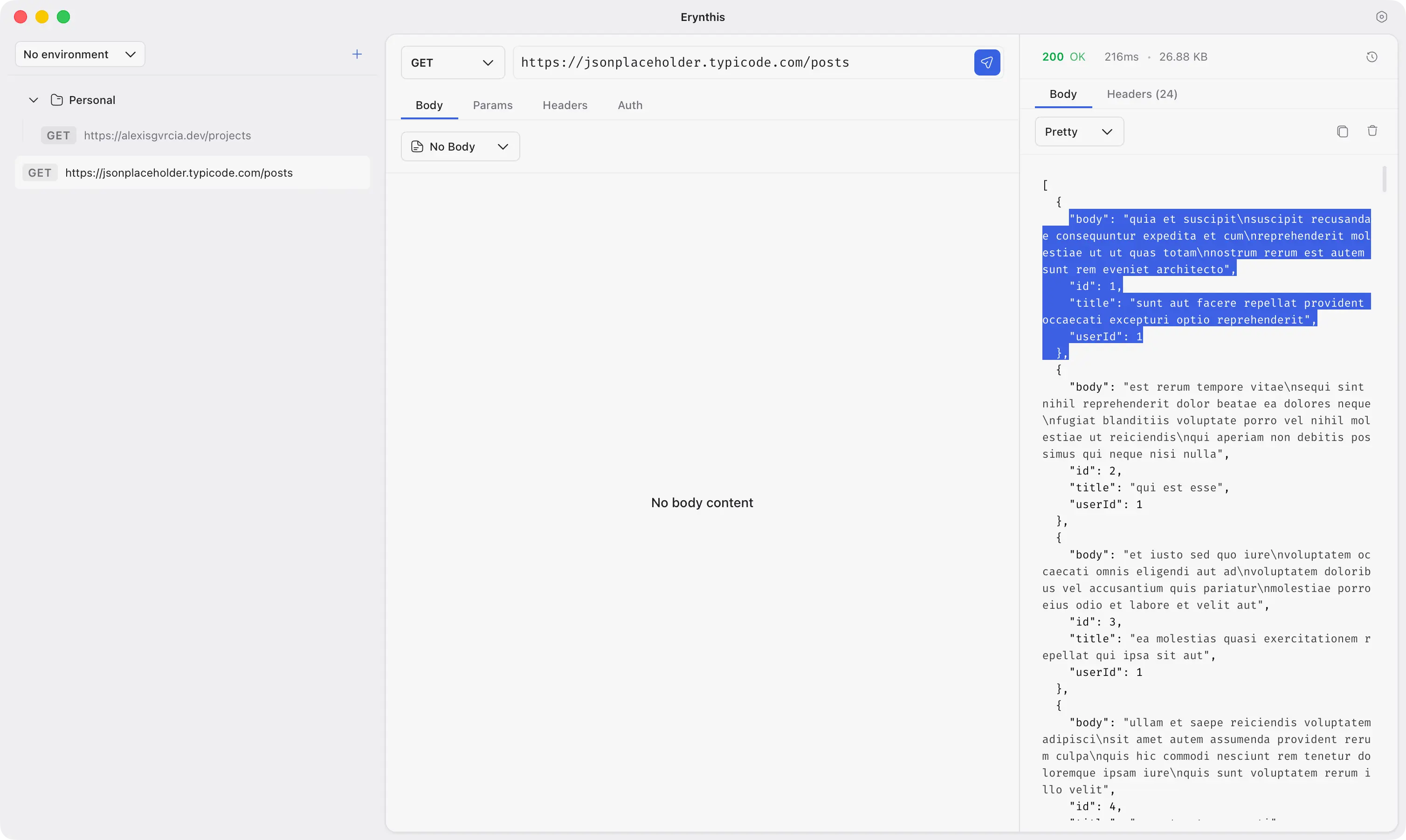 Erynthis API Client screenshot